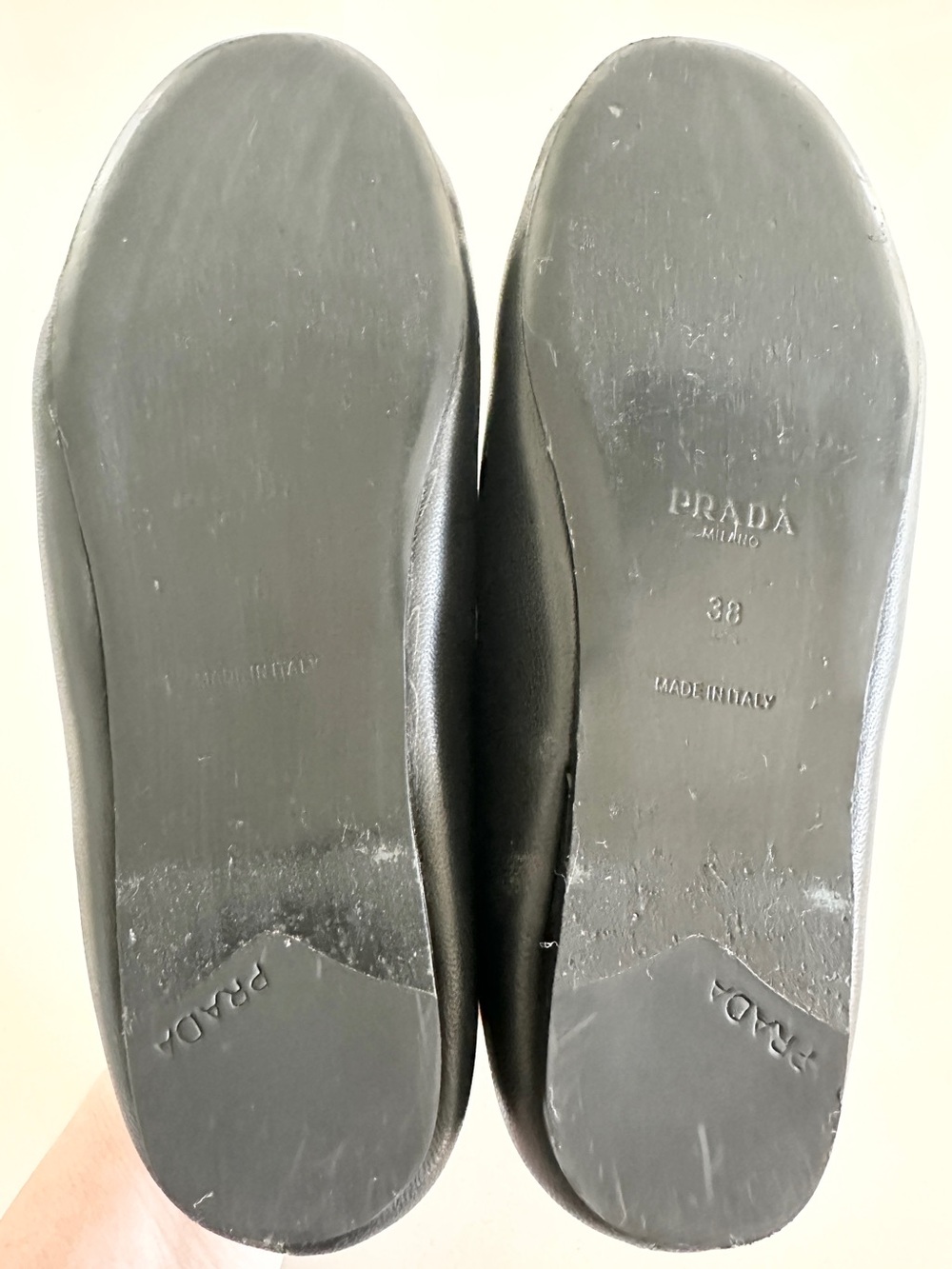 Prada Padded Ballerina Flat Black Leather Size 38 Made in Italy - Picture 9 of 11